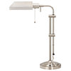 Metal Rectangular Desk Lamp With Adjustable Pole, Silver