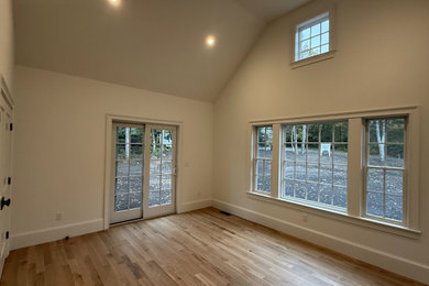 Example of a minimalist home office design in Other