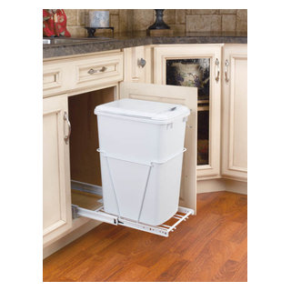 Rev-A-Shelf 20 Liter Single Rectangular Pivot-Out Polymer Waste Bin, Min.  Cabinet Opening: 16-1/4 Wide, Silver 8-700411-20