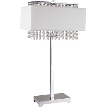28"H White Square Crystal Table Lamp