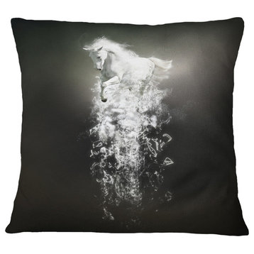 Fantasy White Horse Running Animal Throw Pillow, 18"x18"