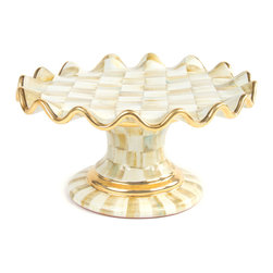 Parchment Check Fluted Cake Stand | MacKenzie-Childs - Dessert And Cake Stands