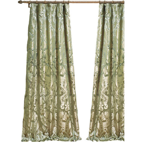 Deca Silk Curtains, Green, 96x52