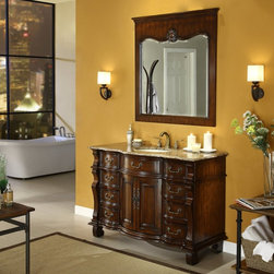 Adelina 50 inch Antique Bathroom Vanity Brown Marble Countertop - Bathroom Vanities And Sink Consoles