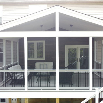 Screened Porch-TimberTech Pro Storm Gray Reserve Deck - TimberTech Riser Lights