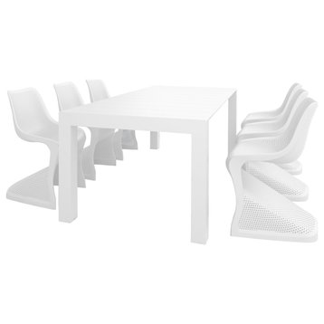 Compamia Bloom Extendable Patio Dining 7-Piece Set, White