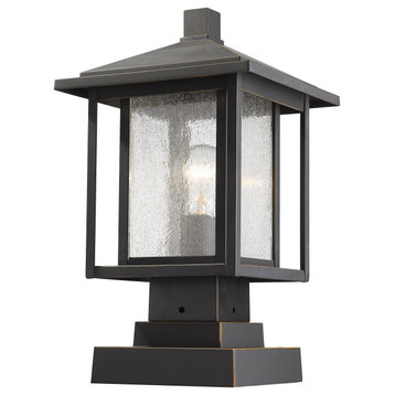 Z-Lite 554PHMS-SQPM-ORB Aspen 1 Light Outdoor Pier Mount in Oil Rubbed Bronze