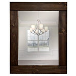 Renewed Decor - Special Walnut Natural Rustic Style Vanity Mirror , 36"x30" - This attractive Natural Rustic Wood Framed Mirror is the perfect addition to any powder room, entry hall, office or just about any room needing some light and rustic charm. Our frame starts from the highest quality premium Kiln-Dried Square Edge Whitewood that meets the highest quality grading standards for strength and appearance. We hand bevel each edge, distress each surface and hand wipe stain to create that perfect rustic finish. We assemble these frames with a focus on exceptional build quality, we use high strength cabinet grade fasteners to assemble each joint and use only USA sourced 1/4 hand cut clear mirrored glass. Each frame will showcase its own unique grain patterns and knots making each and every frame unique. This Rectangular Design can be hung vertically or horizontally.