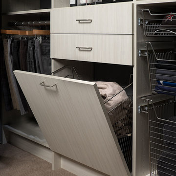 Arctic Walk-in Closet with Tilt-out Metal Basket Hamper