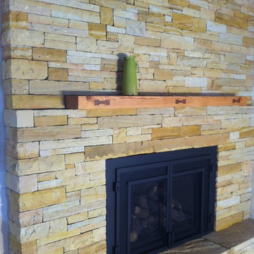 sandstone fireplace