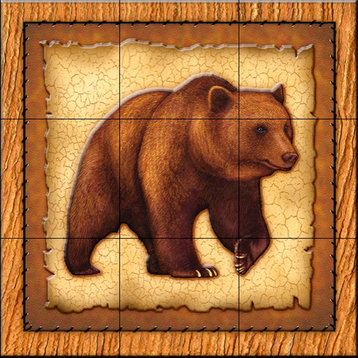 Tile Mural, Lodge Grizzly Bear 1 by Dan Morris