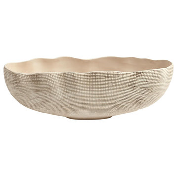 Luxe Organic Oval Shape Decorative Bowl Long Centerpiece Earth Tones Texture