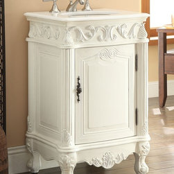 Adelina 21 inch Antique White Finish Bathroom Vanity - Bathroom Vanities And Sink Consoles