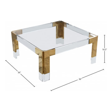 Casper Square Coffee Table (Gold-White Acrylic Glass Coffee Table)