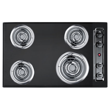 30"W 220V Electric Cooktop, Black Porcelain Finish TEL05