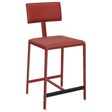 Cato Top Grain Leather Bar Stool, Heritage Red