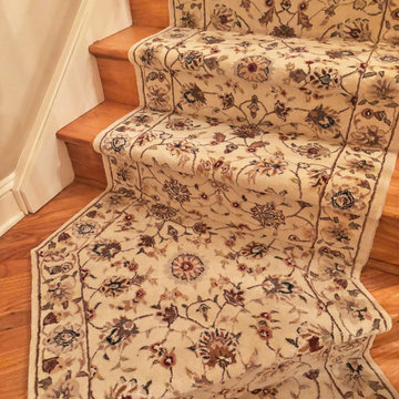 Nejad's Expertly Installed Handmade Wool Staircase Runner with Pie Shaped Turn