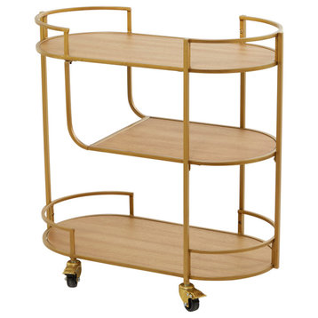Contemporary Gold Wood Bar Cart 562551