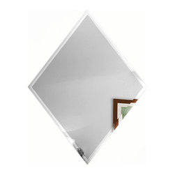 Abolos - Beveled Diamond 6x8 Glass Mirror Peel & Stick Tile,Silver, Set of 80 - Wall And Floor Tile
