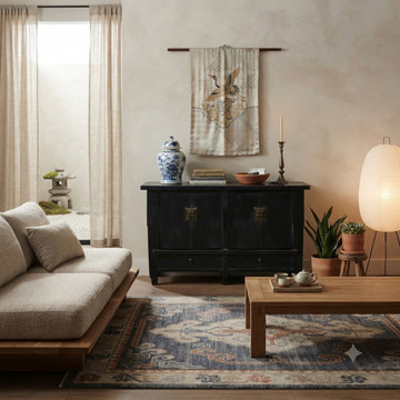 Vintage Distressed Black Hardware Credenza Console Sideboard Cabinet ws5083