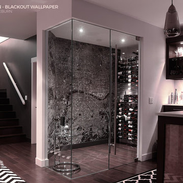 Wine Cellar with London Map Wallpaper