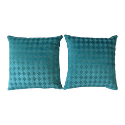 Turquoise Diamond Patterned Pillow Pair - Products