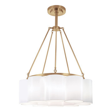 Ilex GAL-SS-SH-SB-GU24 Gala Pendant Light. Shiny Opal Glass Diffuser. Satin Bras