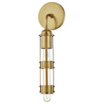 Mitzi by Hudson Valley Lighting - Violet 16.25" 1-Light Wall Sconce, Aged Brass - Violet uses industrial textures in a design that is more modern than Machine Age.