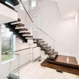 Modern Stair Treads - Red Oak, Dark Knight finish - Stair Parts