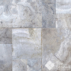 Silver, Chiseled Edge, Brushed, Versailles Pattern Travertine - Wall And Floor Tile