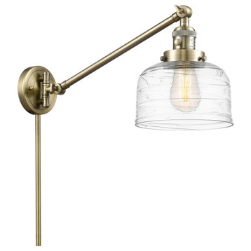 Innovations Bell 1-Light Swing Arm With Switch 237-AB-G713, Antique Brass
