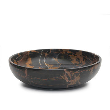 Laurus Marble Bowl, Black and Gold, 16"