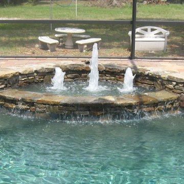 Fountain with Bubblers and Stacked Stone