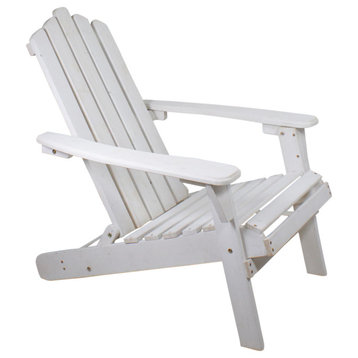 36" White Classic Folding Wooden Adirondack Chair