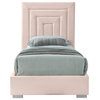 Nora Velvet Upholstered Bed, Pink, Twin