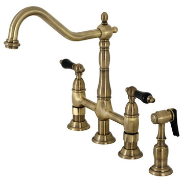 KS1273PKLBS Duchess Bridge Kitchen Faucet with Brass Sprayer, Vintage Brass