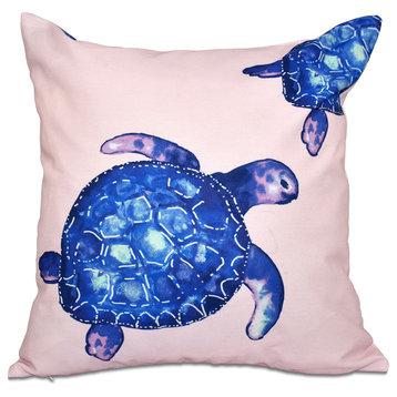 Turtle Tales, Animal Print Outdoor Pillow, Pink, 20"x20"