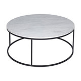 Kensal Marble Round Coffee Table, Black Base