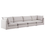 Meridian Furniture - Mackenzie Linen Textured Fabric Upholstered 4-Piece Modular Sofa, Beige - Mix and match the pieces from the Mackenzie series to create a beautiful seating group that's perfect for the whole gang. These exceptionally crafted sofas, sectionals, and other components are meant to be put together into an infinite number of configurations based on your particular needs and space requirements. Each is upholstered from top to bottom in soft durable linen textured in your choice of colors. Attach the pieces of your choice easily thanks to the included attachment latches.