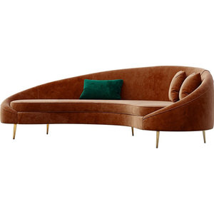 Modern Bronze Velvet Curved Sofa Gold Metal Toss Pillow Included -  Midcentury - Sofas - by popicorns e-commerce co. | Houzz