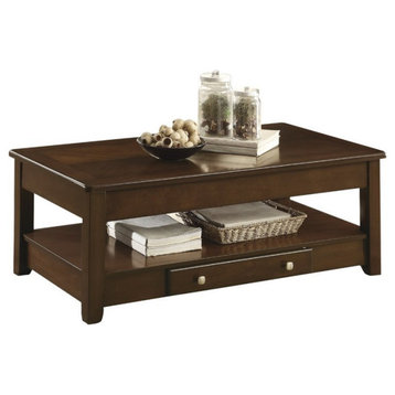 Lexicon Ballwin Wood Lift Top Coffee Table with Casters in Dark Cherry