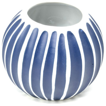 Pettra S Vase, White With Thick Blue Stripe