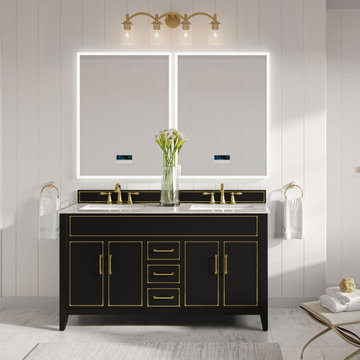 The Monaco Bathroom Vanity, Black Onyx, 60", Single Sink, Freestanding