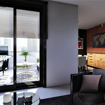 Appartamento da 55 mq stile industriale con terrazzo