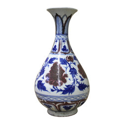 Blue White Red Porcelain Scenery Yuhuchunping "Pear- Shaped" Vase cs250 - Vases