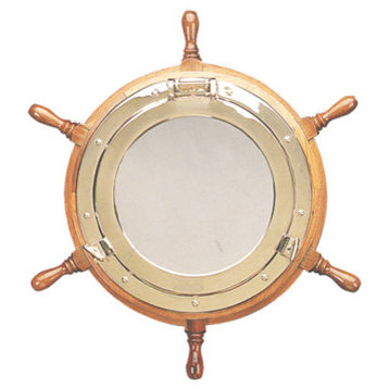 18" Ship Wheel Porthole Mirror
