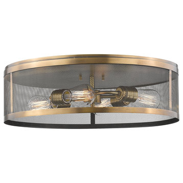 Meshsmith Collection 4 Light Flush Mount in Natural Brass Finish