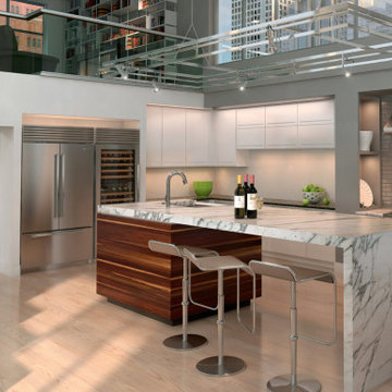 Expansive, Modern, Clean Kitchen Space with Sub-Zero and Wolf Appliances