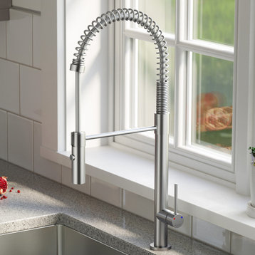 Karran Single-Handle Pull-Down Sprayer Kitchen Faucet, Stainless Steel