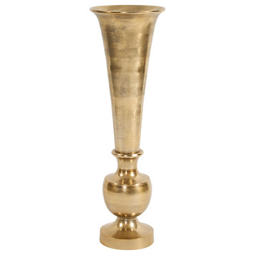 Oversized Flared Gold Aluminum Vase, Small